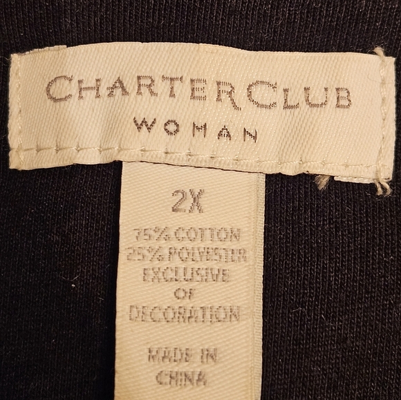 Charter Club Black Velour Mock Neck 3/4 Sleeve Elastic Waist Jacket Plus 2X EUC - Picture 13 of 13